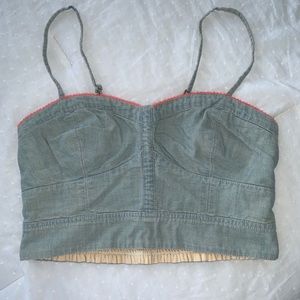 Spaghetti strap denim  top with orange trimming